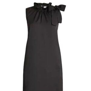 J.Crew Womens Black Satin Bow Neck  Shift Dress Size 8